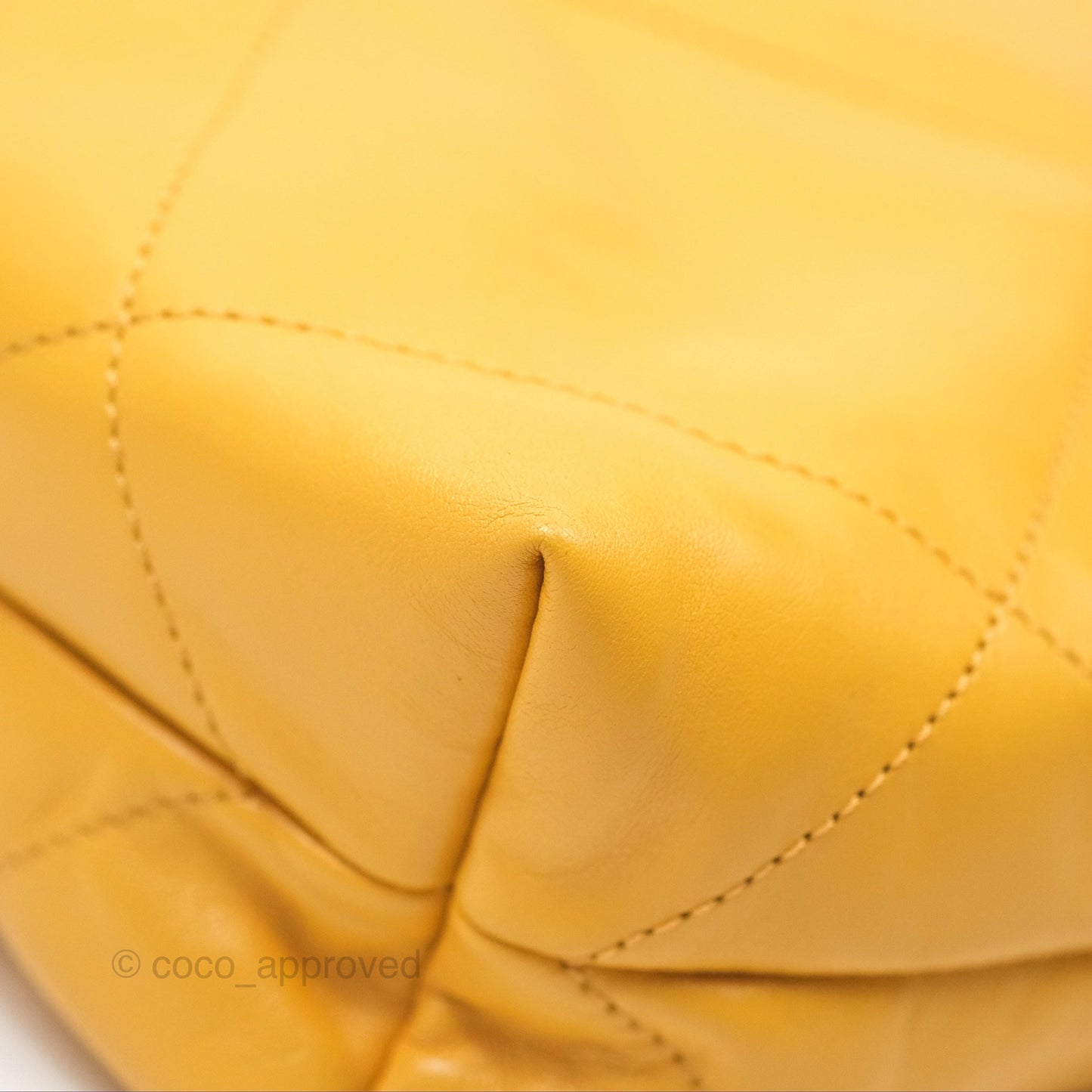 Chanel 22 Small Mustard Yellow Shiny Aged Calfskin Aged Gold Hardware
