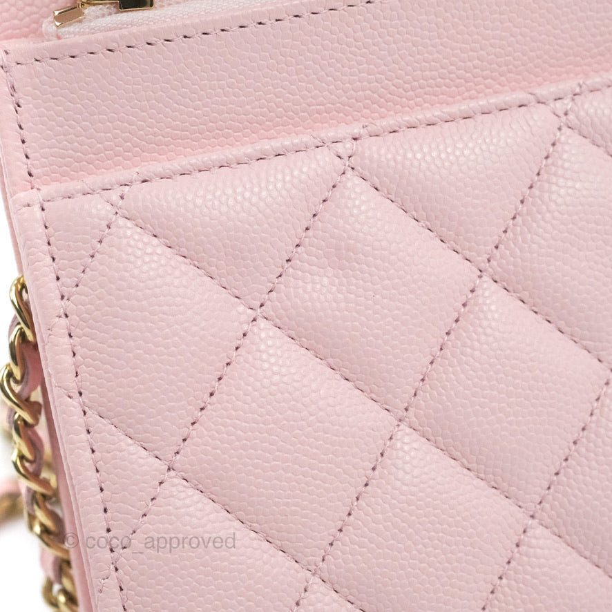 Chanel Quilted Classic Wallet on Chain WOC Pink Caviar Gold Hardware