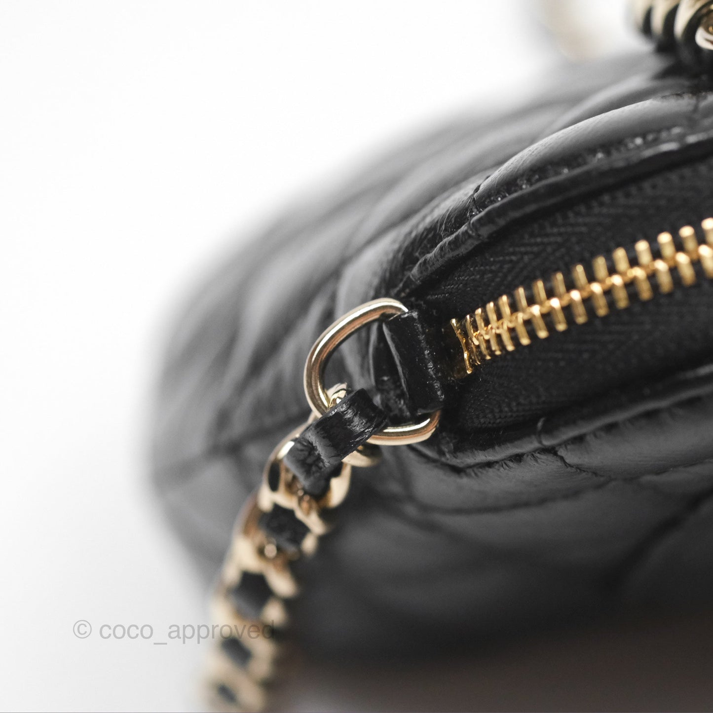 Chanel Mini Handle Clutch with Chain Black Shiny Lambskin Gold Hardware