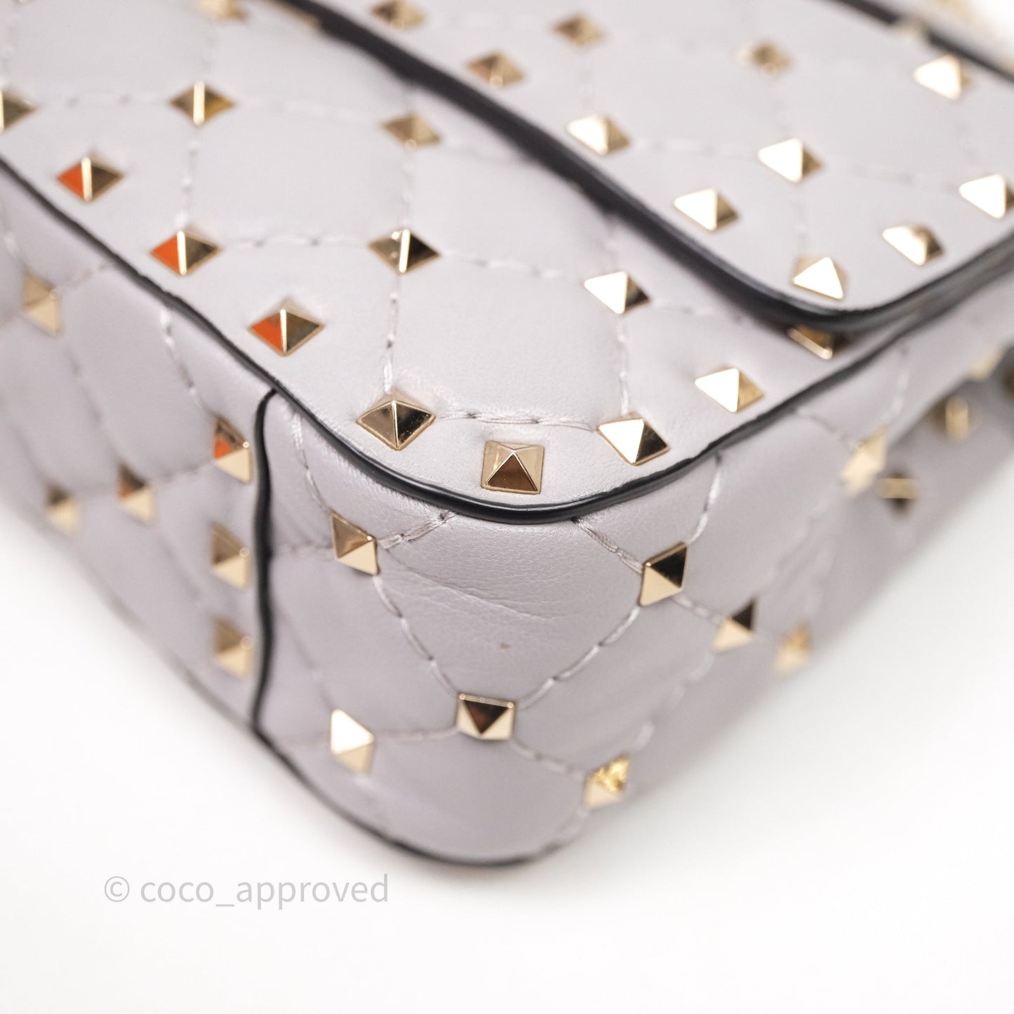 Valentino Small Nappa Rockstud Spike Bag Grey Gold Hardware