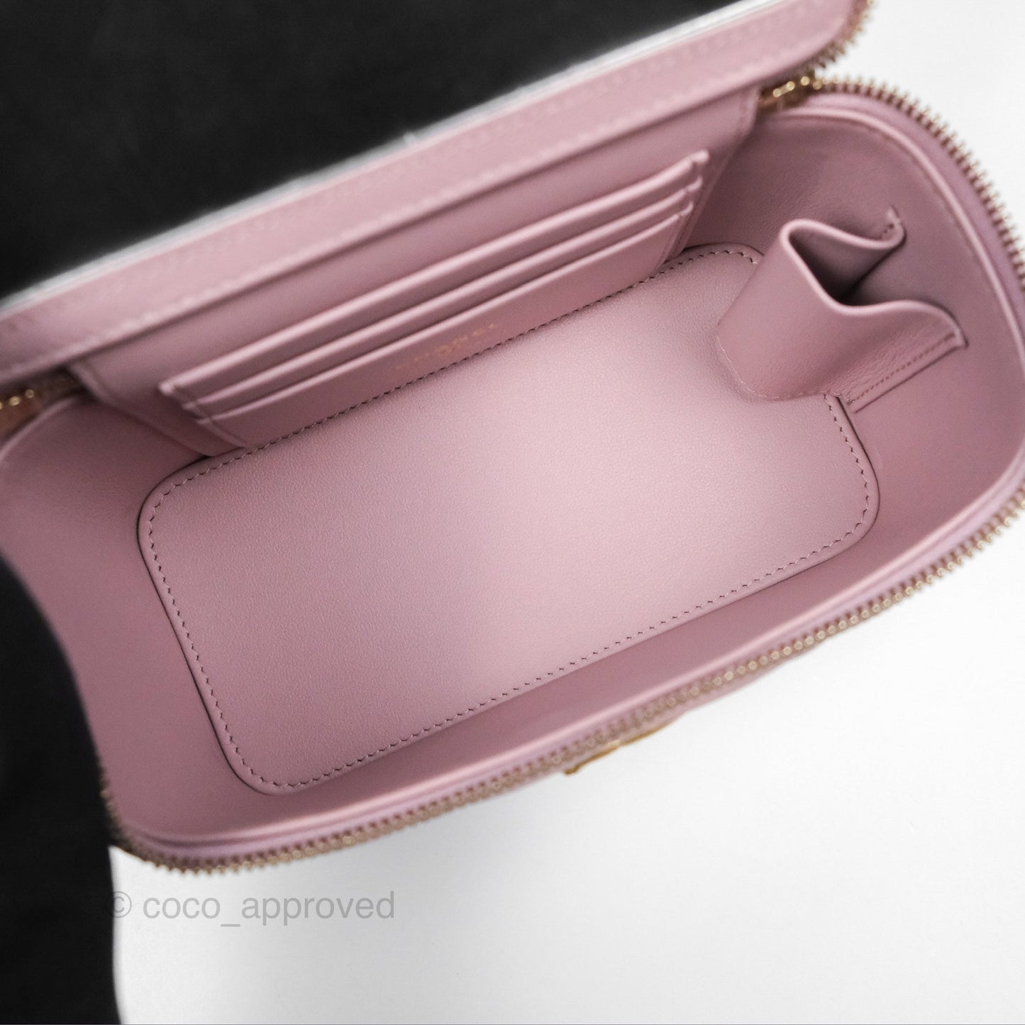 Chanel Vanity with Heart Adjustable Chain Dusty Pink Caviar Aged Gold Hardware
