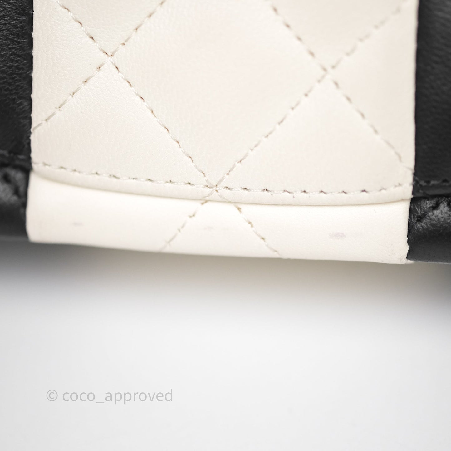 Chanel Mini Rectangular Flap Quilted Black White Lambskin Gold Hardware