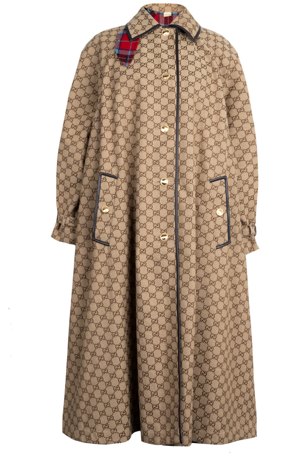 Luxury Gucci Trending 2025 Reversible GG Tartan Coat Brown