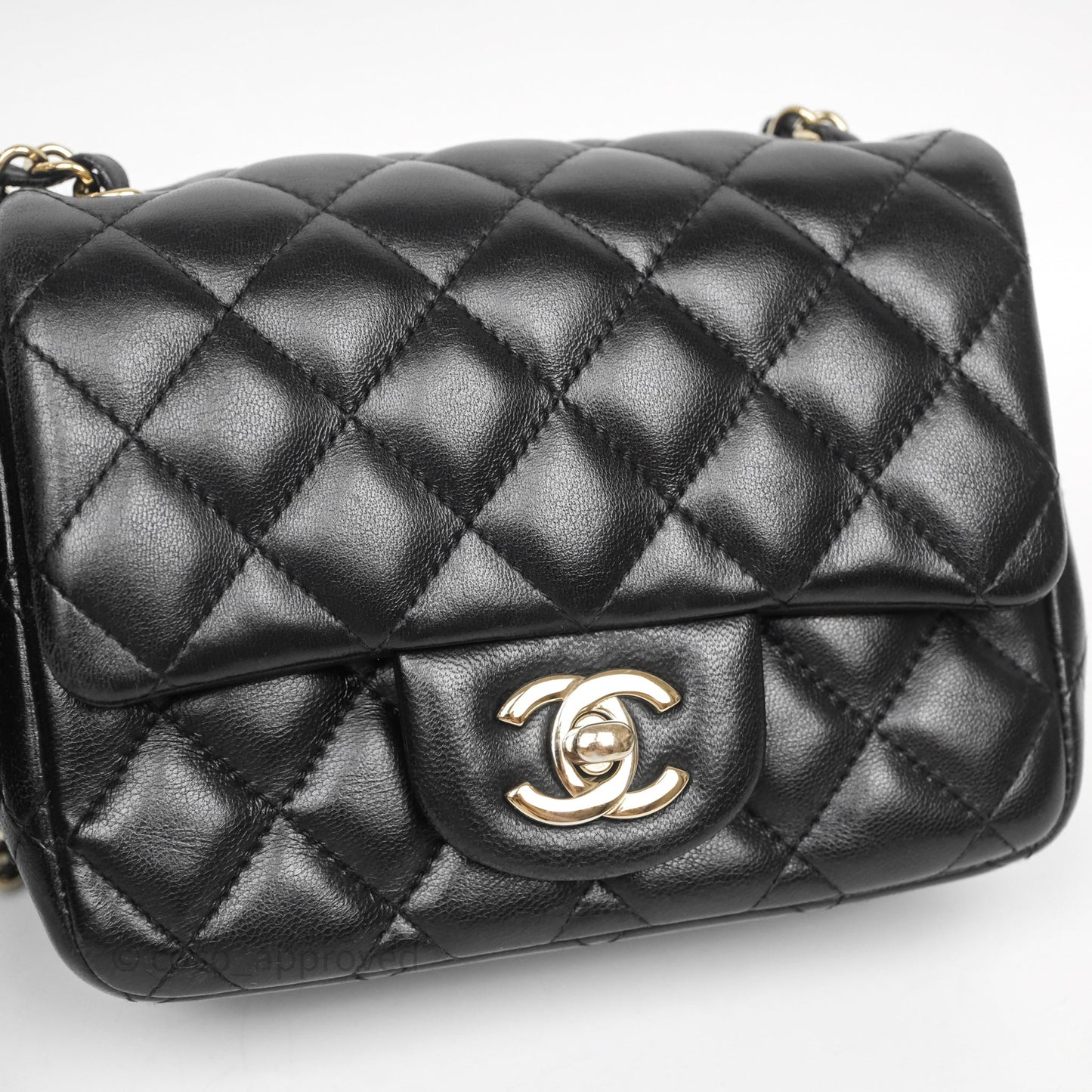 Chanel Mini Square Quilted Black Lambskin Gold Hardware