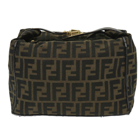Luxury FendiZucca Canvas Vanity pouch Hand Bag Nylon Brown Black56582
