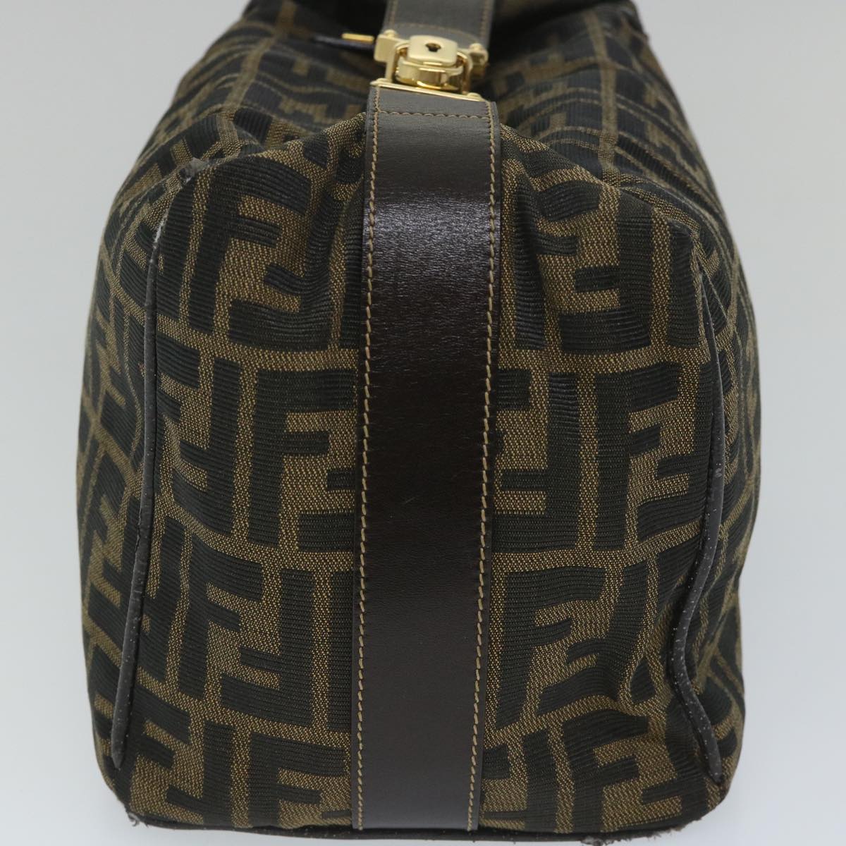 Luxury FendiZucca Canvas Vanity pouch Hand Bag Nylon Brown Black56582