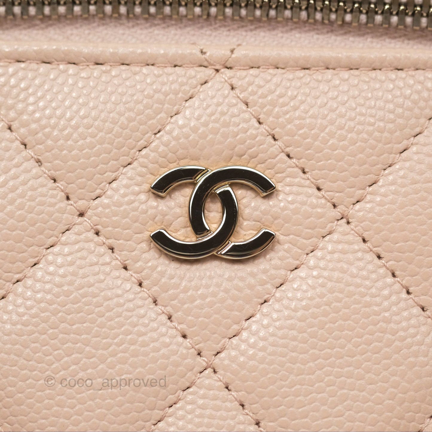Chanel Mini Vanity With Chain Beige Pink Caviar Gold Hardware