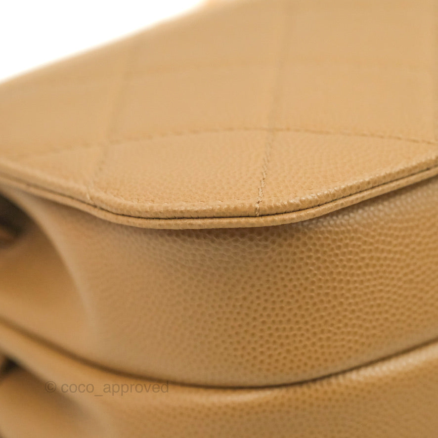 Chanel Mini Messenger Bag Beige Caviar Gold Hardware 21K
