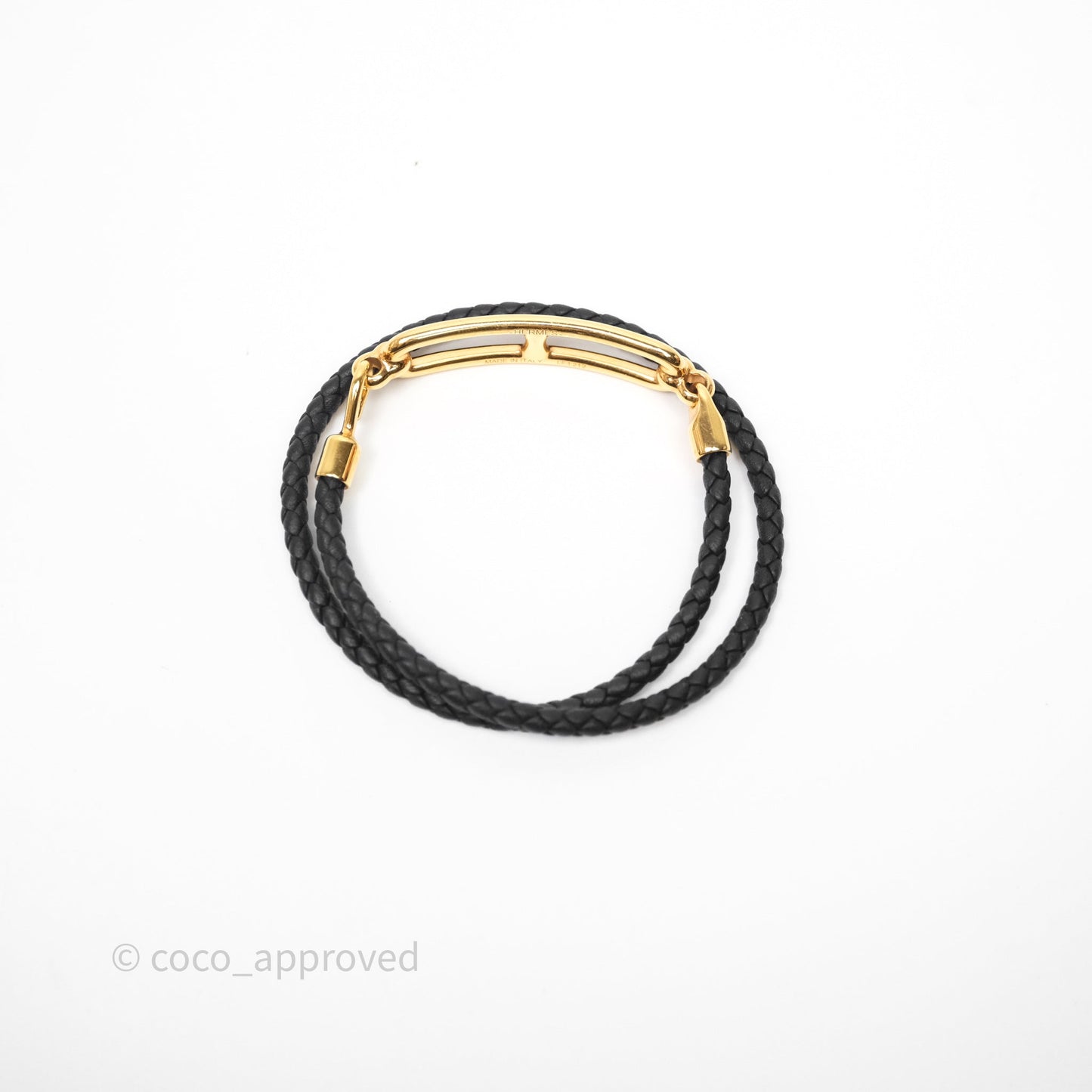 Hermès Roulis Double Tour Bracelet Black Swift Gold Hardware