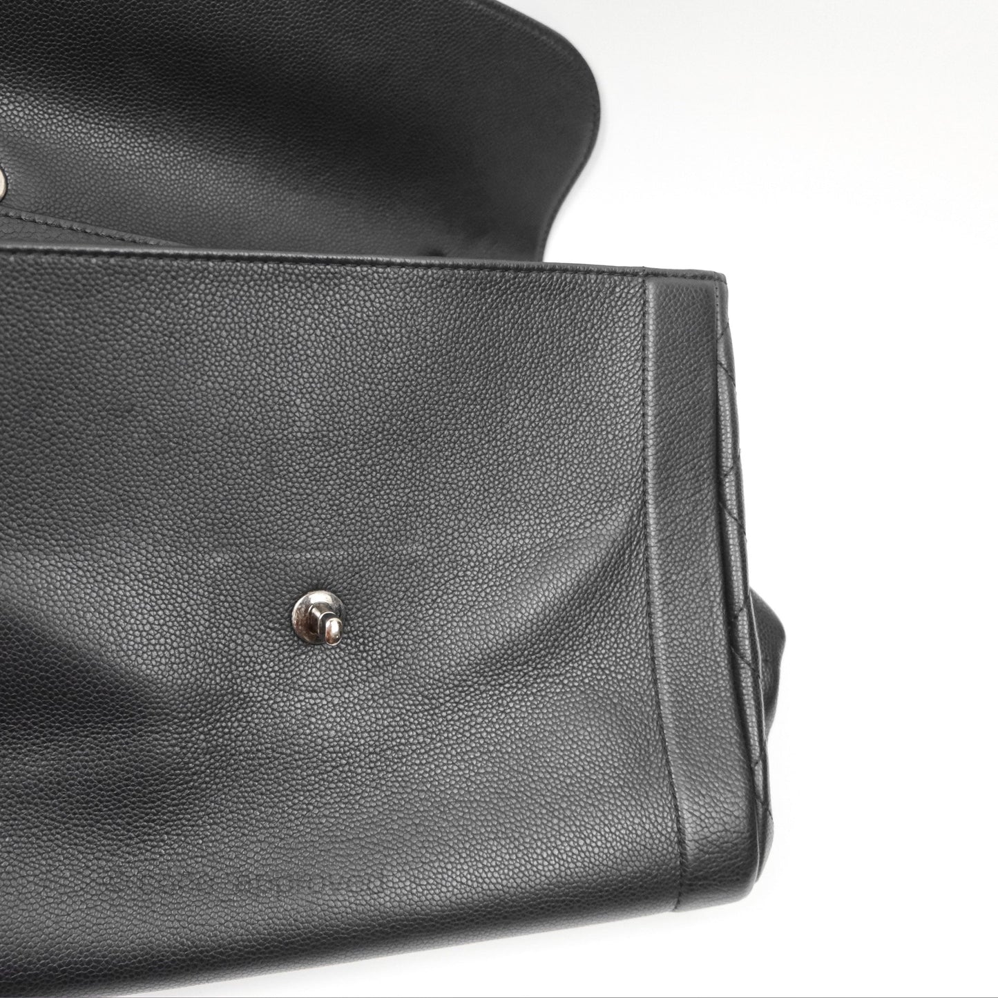 Chanel Top Handle Flap Bag Black Caviar Ruthenium Hardware