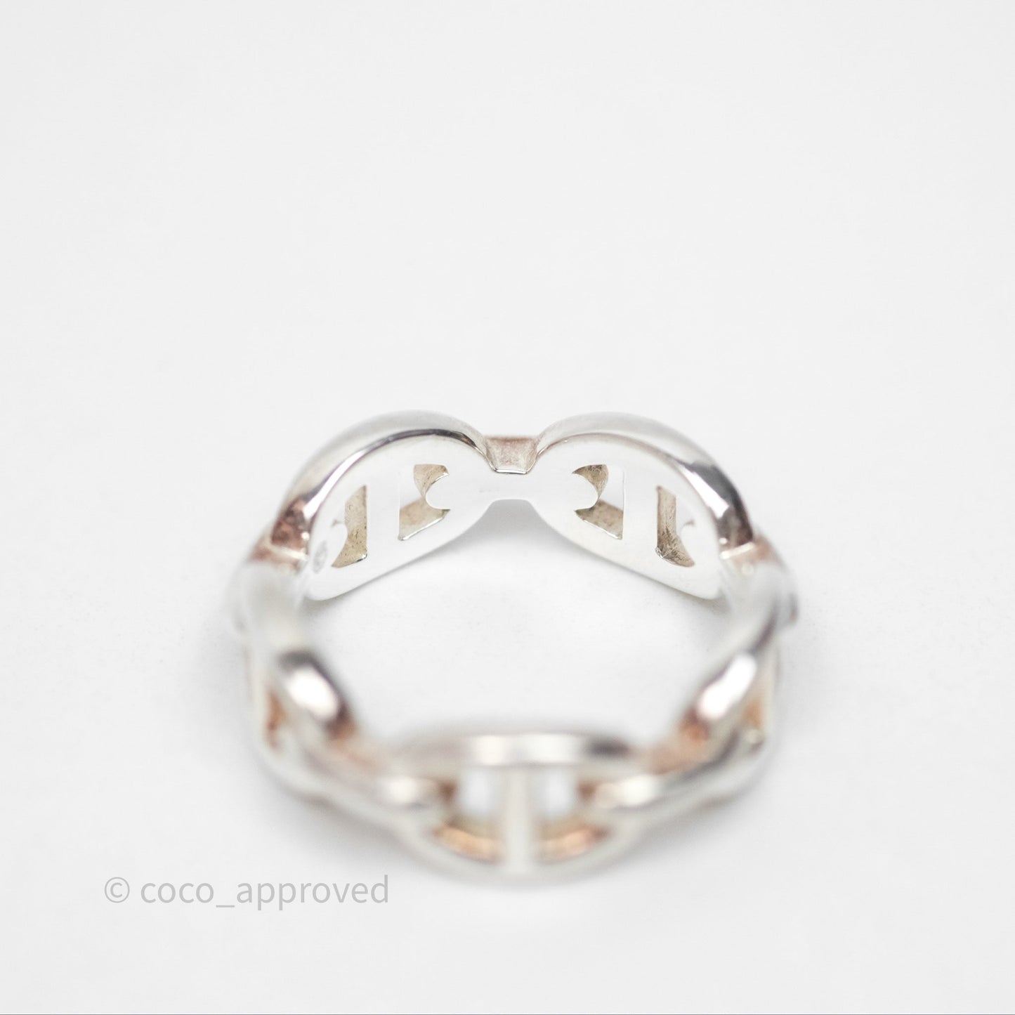 Hermès Sterling Silver PM Chaine d'Ancre Enchainee Band Ring 54
