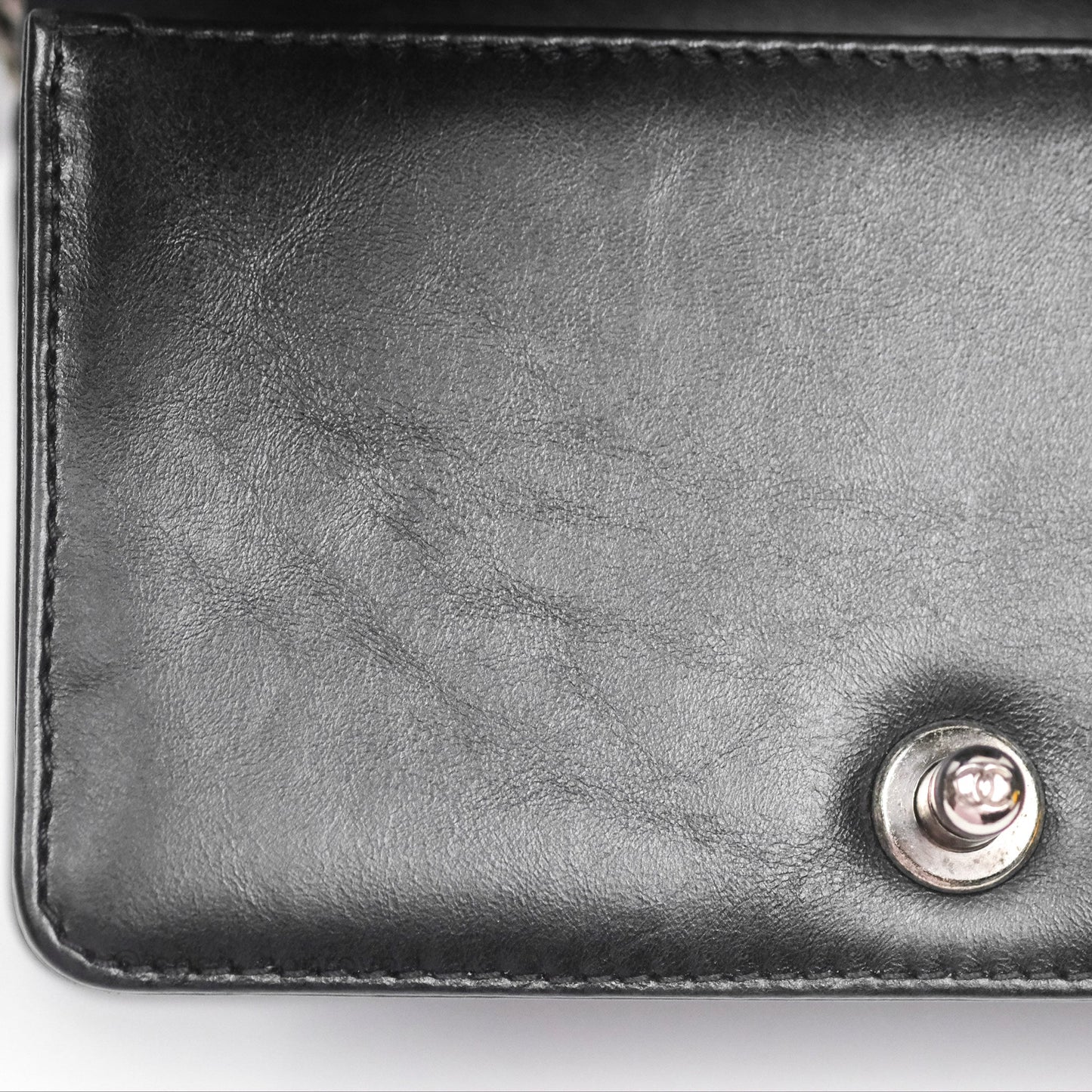 Chanel Small Chain Around Top Handle Boy Black Calfskin Ruthenium Hardware