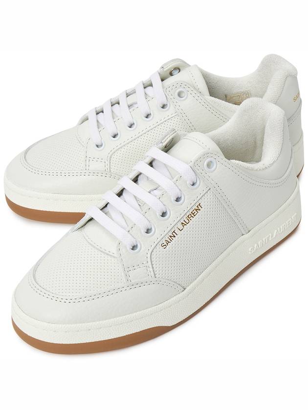Luxury Saint Laurent SL 61 Logo Signature Leather Low Top Sneakers White