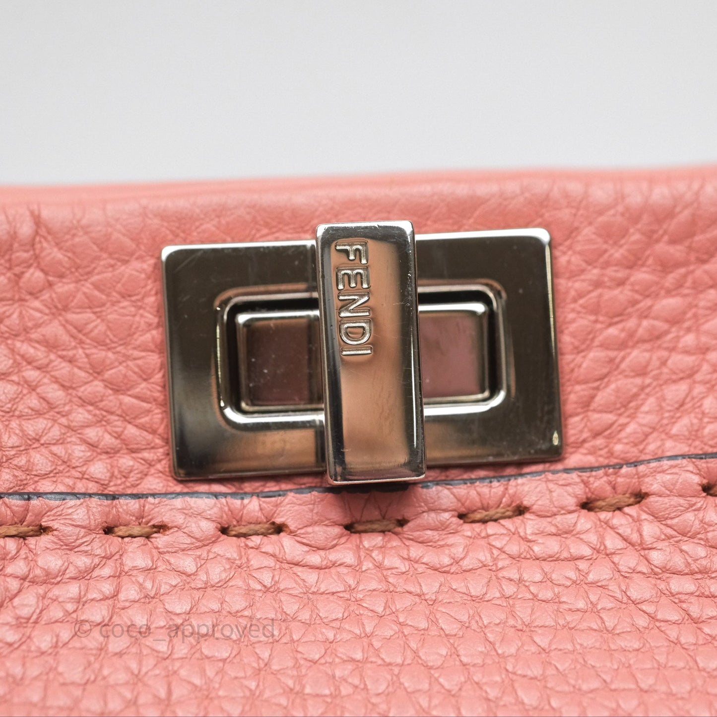 Fendi Mini Peekaboo Bag Pink Grained Leather/Python Silver Hardware with Defender
