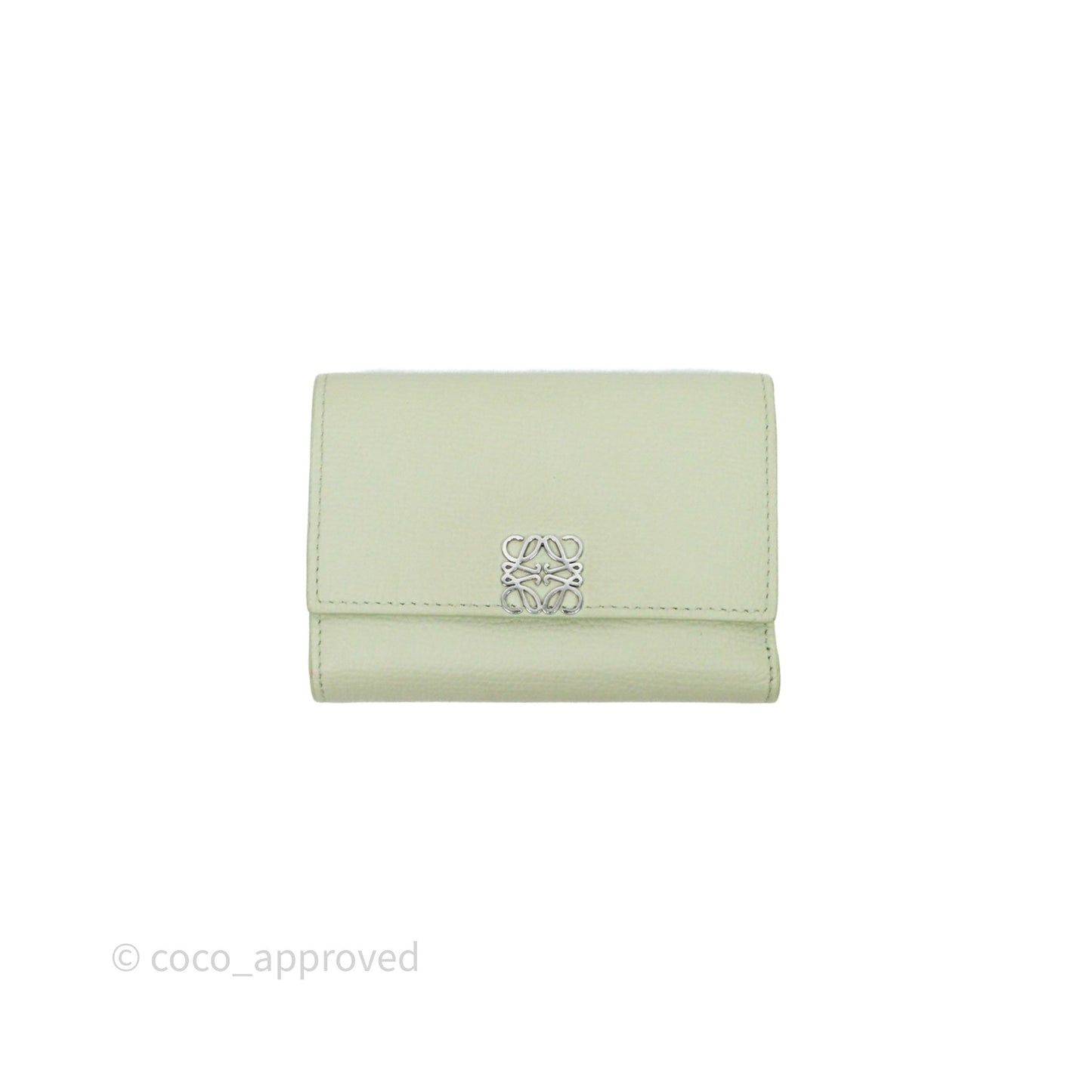 Loewe Anagram Small Vertical Wallet Green Silver Hardware