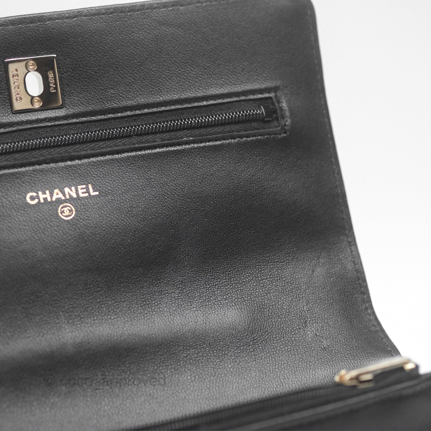 Chanel Camellia Handle WOC with Chain Black Lambskin 23K