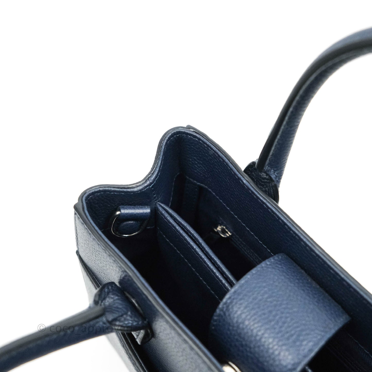 Chanel Mini Neo Executive Shopper Tote Black Grained Calfskin Navy Silver Hardware