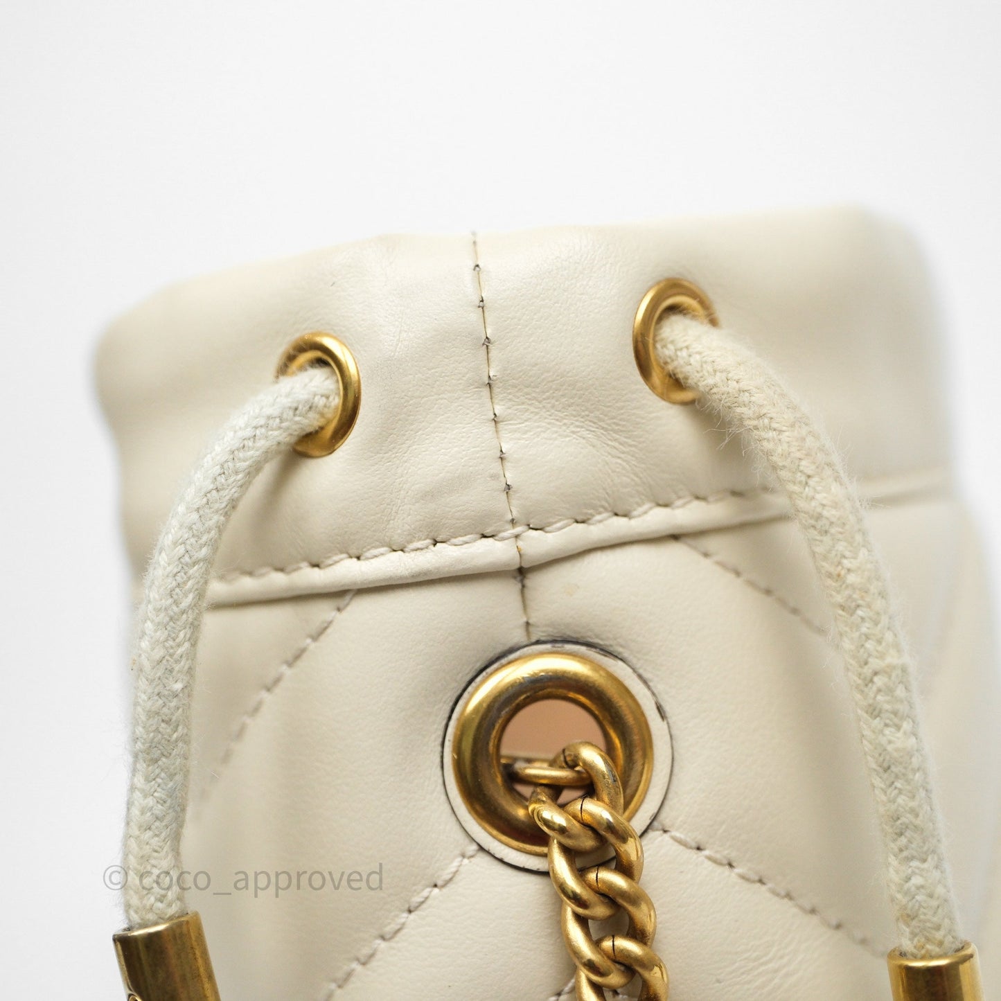 Gucci GG Marmont Mini Bucket Bag Ivory Leather
