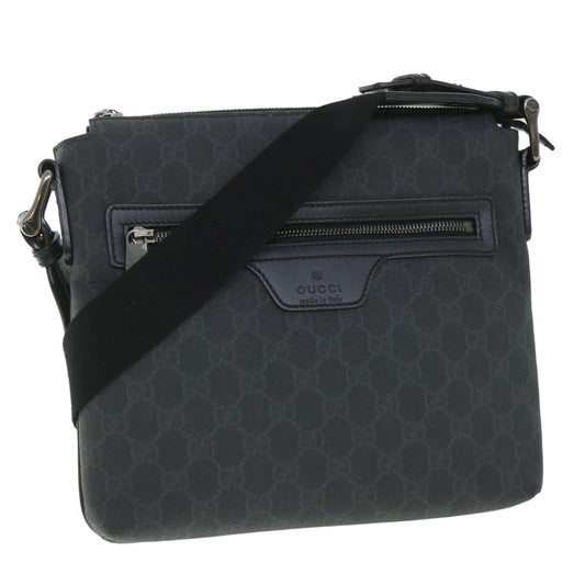 GUCCI GG Supreme Shoulder Bag PVC Leather Black 387514  56688