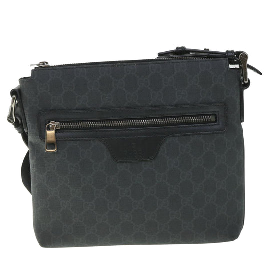 GUCCI GG Supreme Shoulder Bag PVC Leather Black 387514  56688