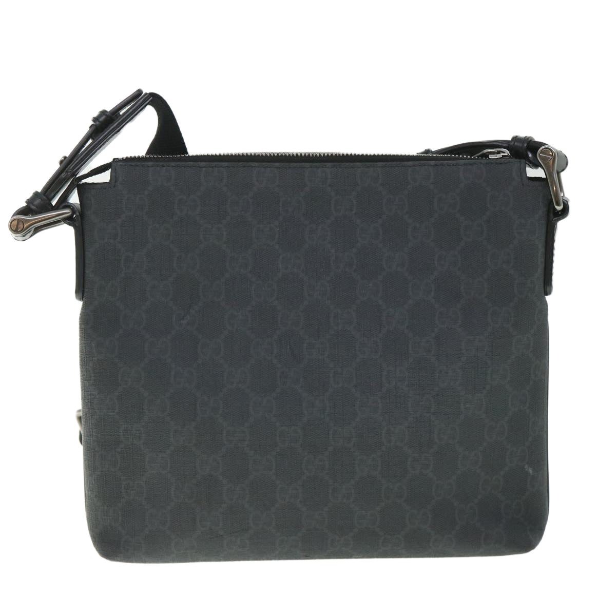 GUCCI GG Supreme Shoulder Bag PVC Leather Black 387514  56688