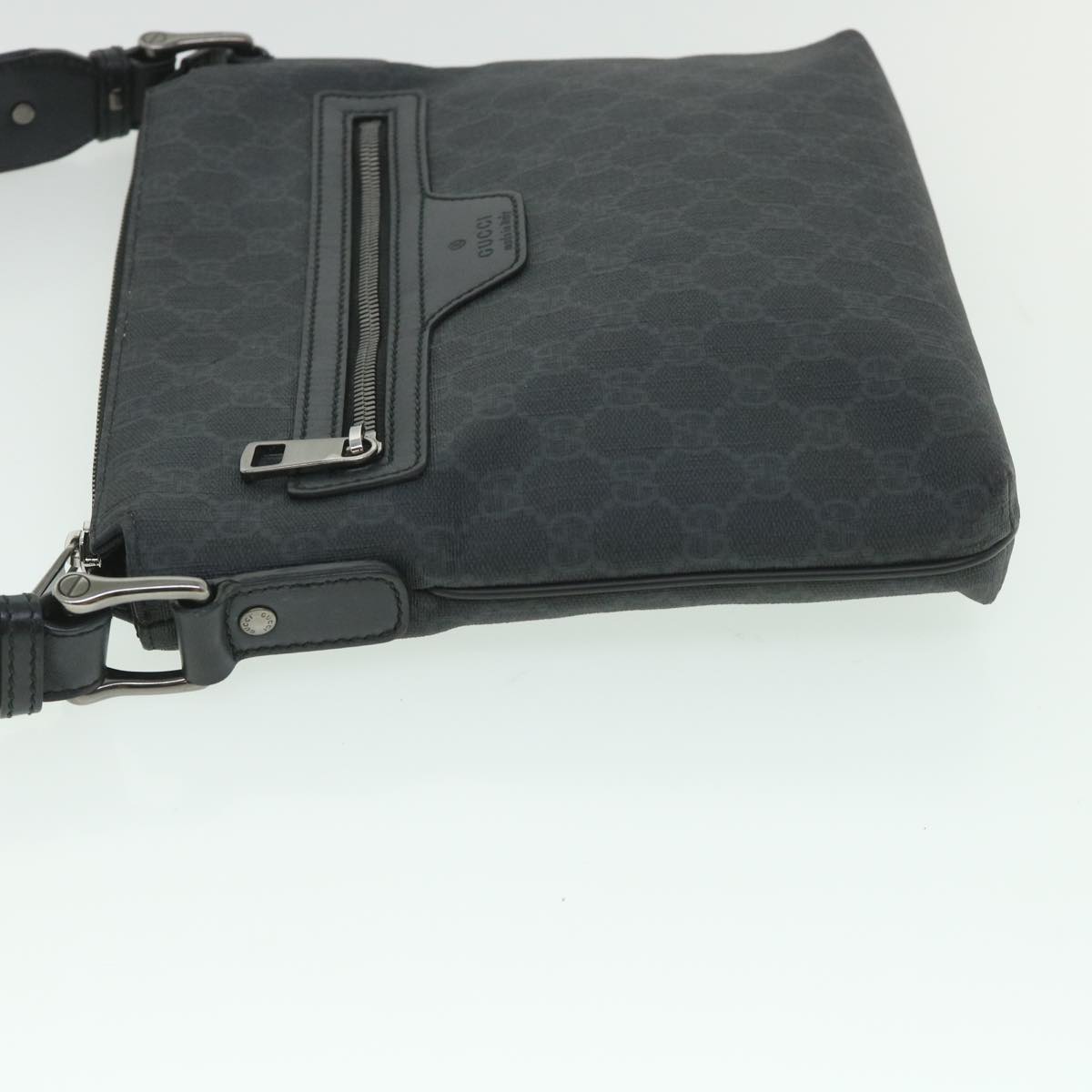 GUCCI GG Supreme Shoulder Bag PVC Leather Black 387514  56688