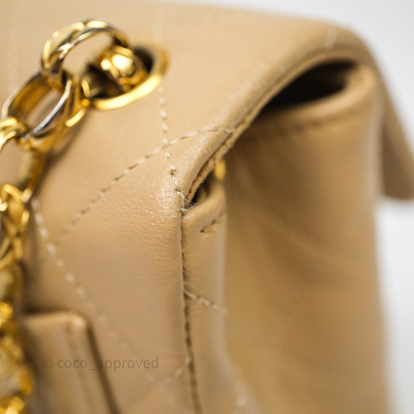Chanel Vintage Mini Flap Bag Beige Lambskin Gold Hardware