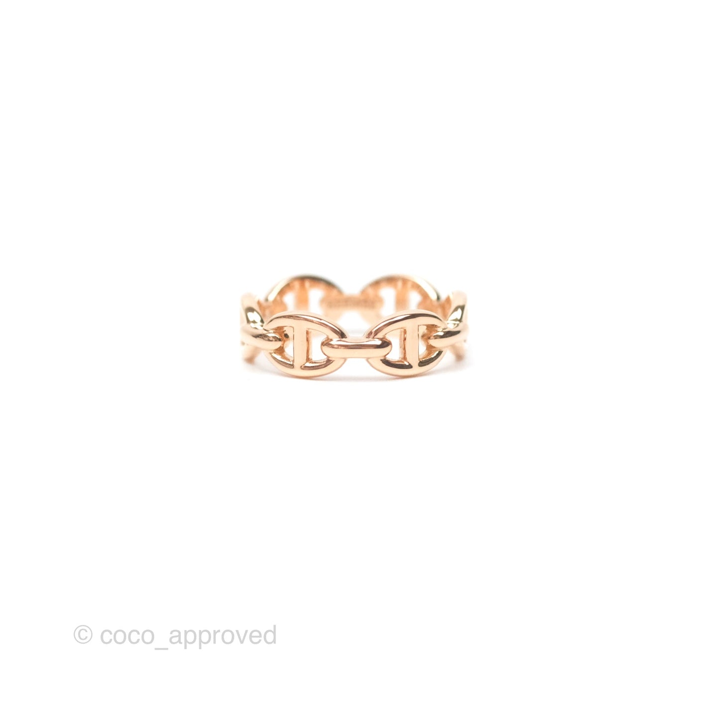 Hermès Chaine d'Ancre Enchainee Band Ring PM Rose Gold Size 51