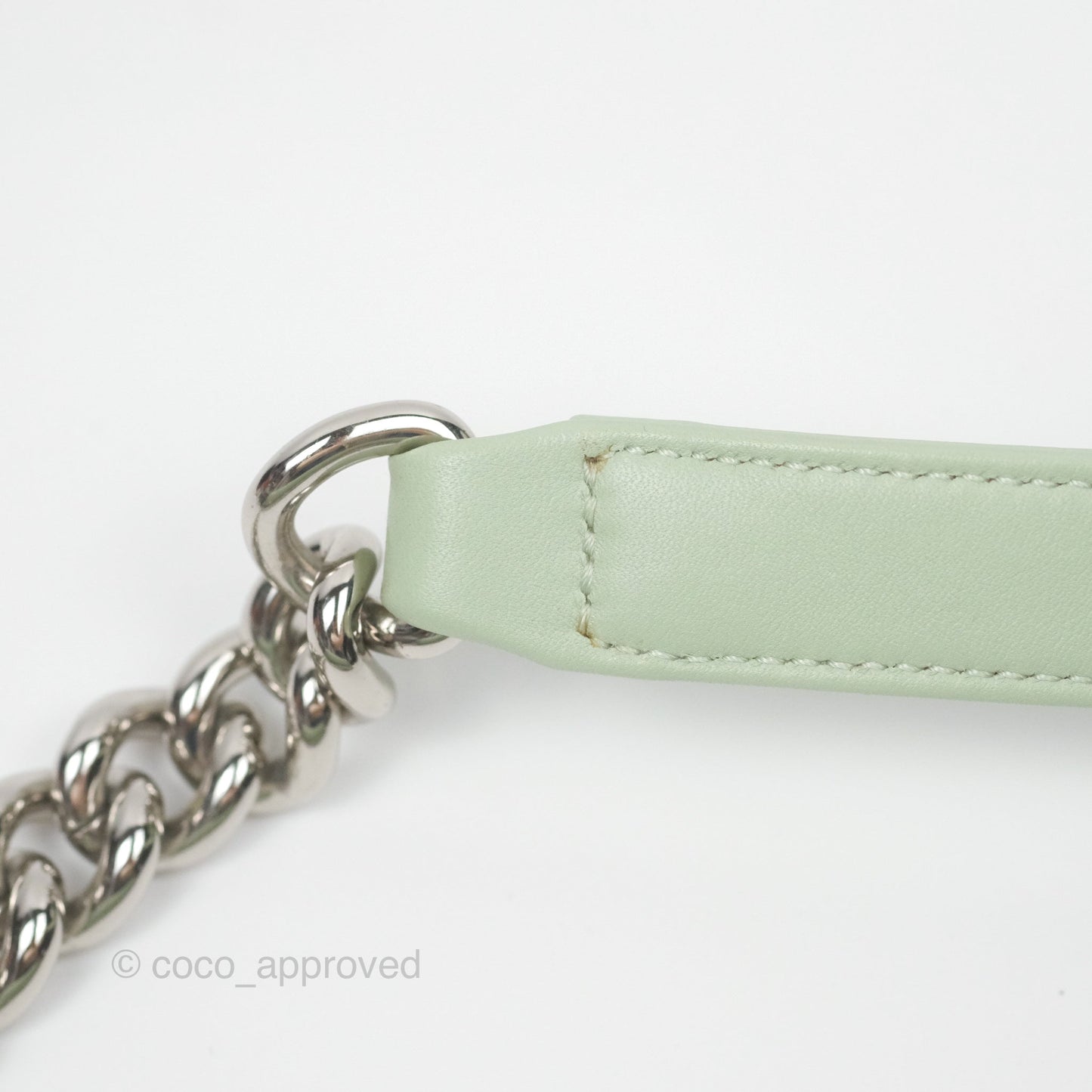 Chanel Medium Chevron Boy Mint Green Calfskin Silver Hardware
