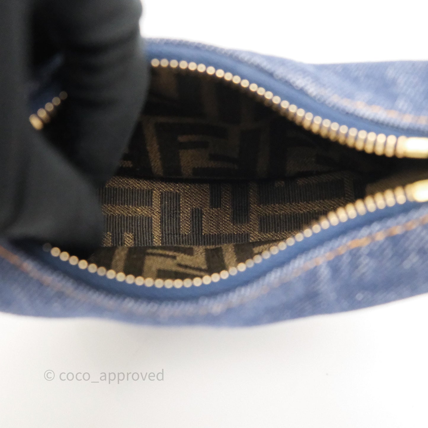 Fendi Nano Fendigraphy Hobo Charm Blue Denim