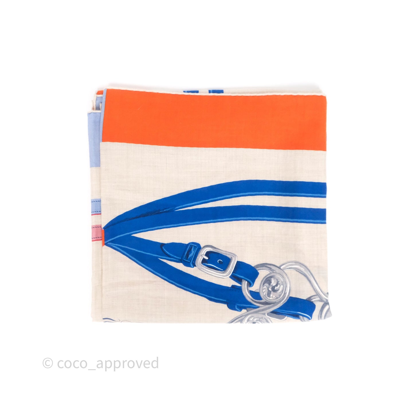 Hermes Brides De Gala App 140cm TD/ Orange/ Naturel/ Bleu Azur Cachemire Scarf