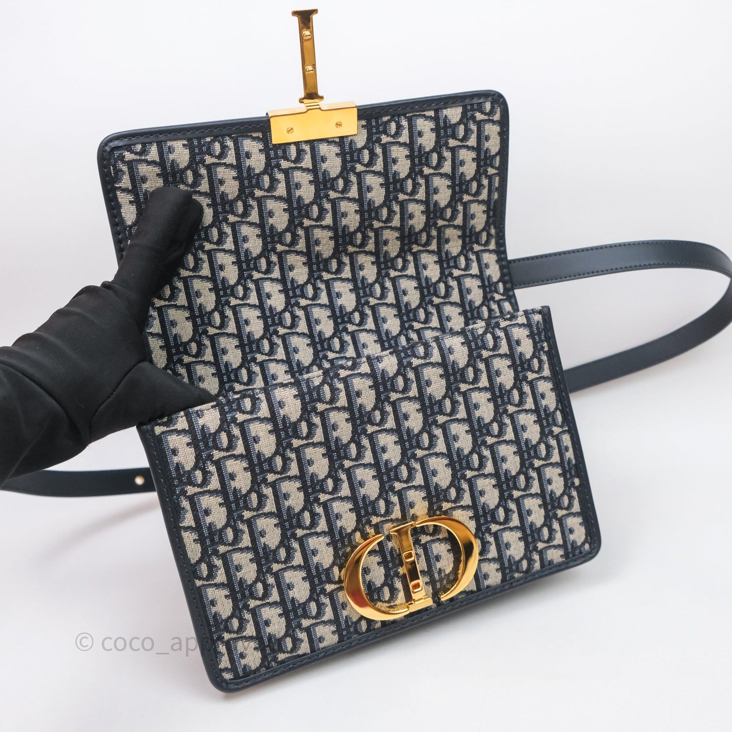 Christian Dior Small 30 Montaigne Bag Blue Dior Oblique Jacquard