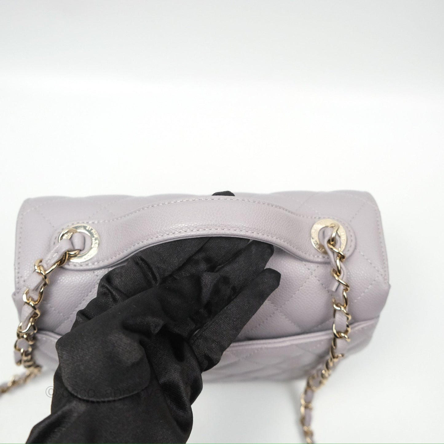 Chanel Quilted Medium Business Affinity Flap Grey Caviar Light Gold Hardware