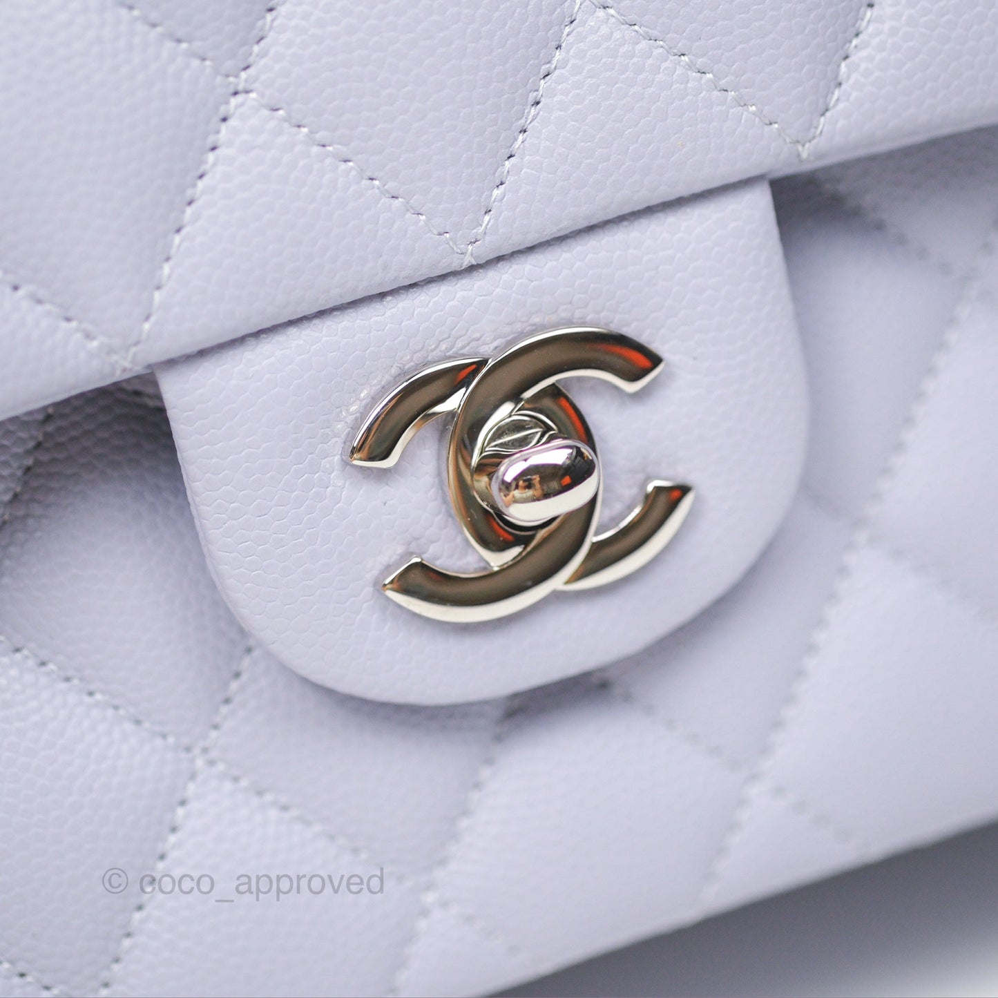 Chanel Small Classic Quilted Flap Lilac Caviar Silver Hardware 21K