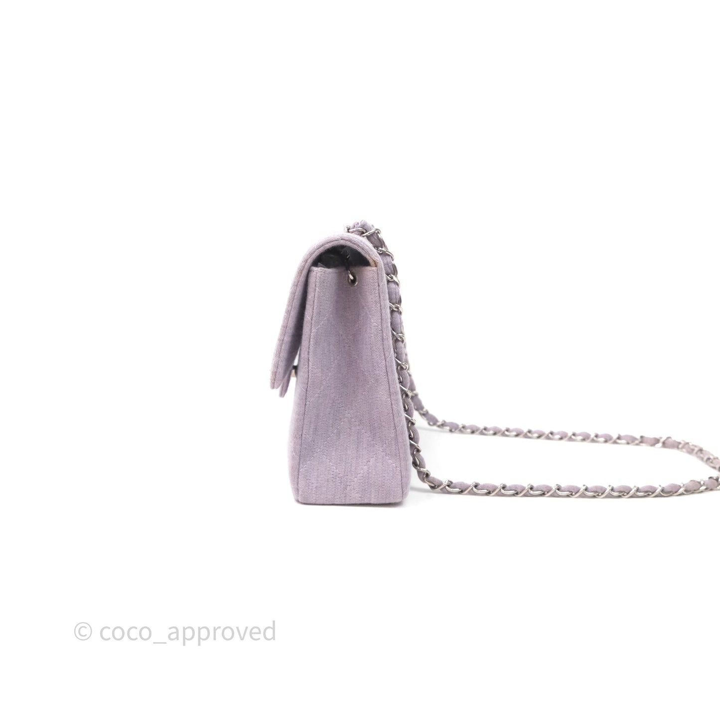 Chanel Medium Single Jersey Flap Bag Purple Silver Hardware