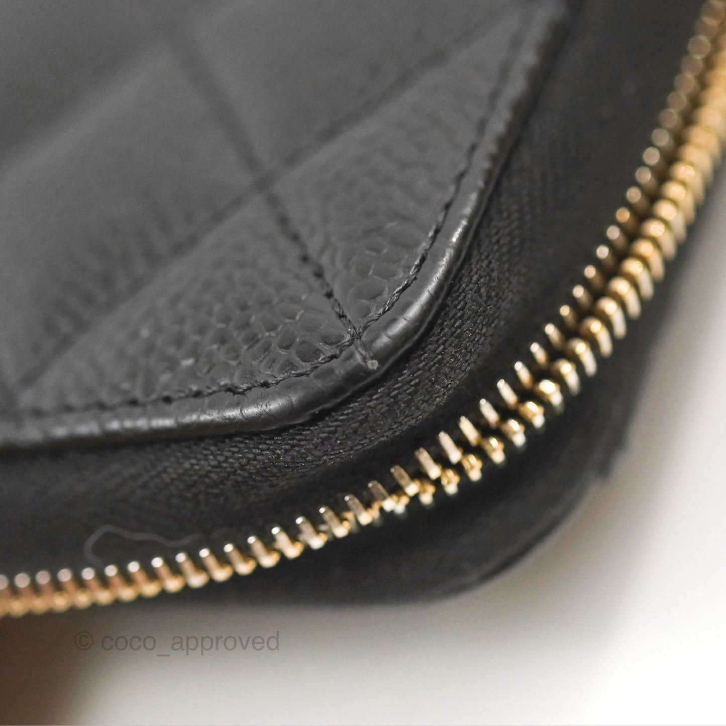 Chanel Quilted Zip Long Wallet Black Caviar Gold Hardware