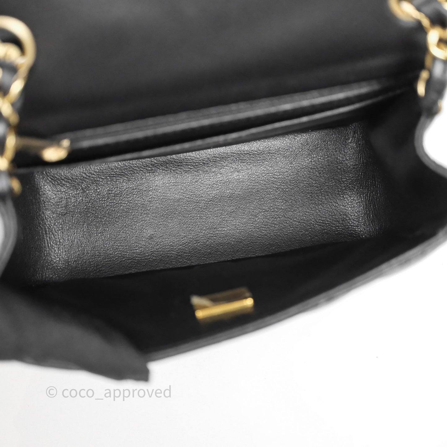 Chanel Mini Square Quilted Black Lambskin Gold Hardware