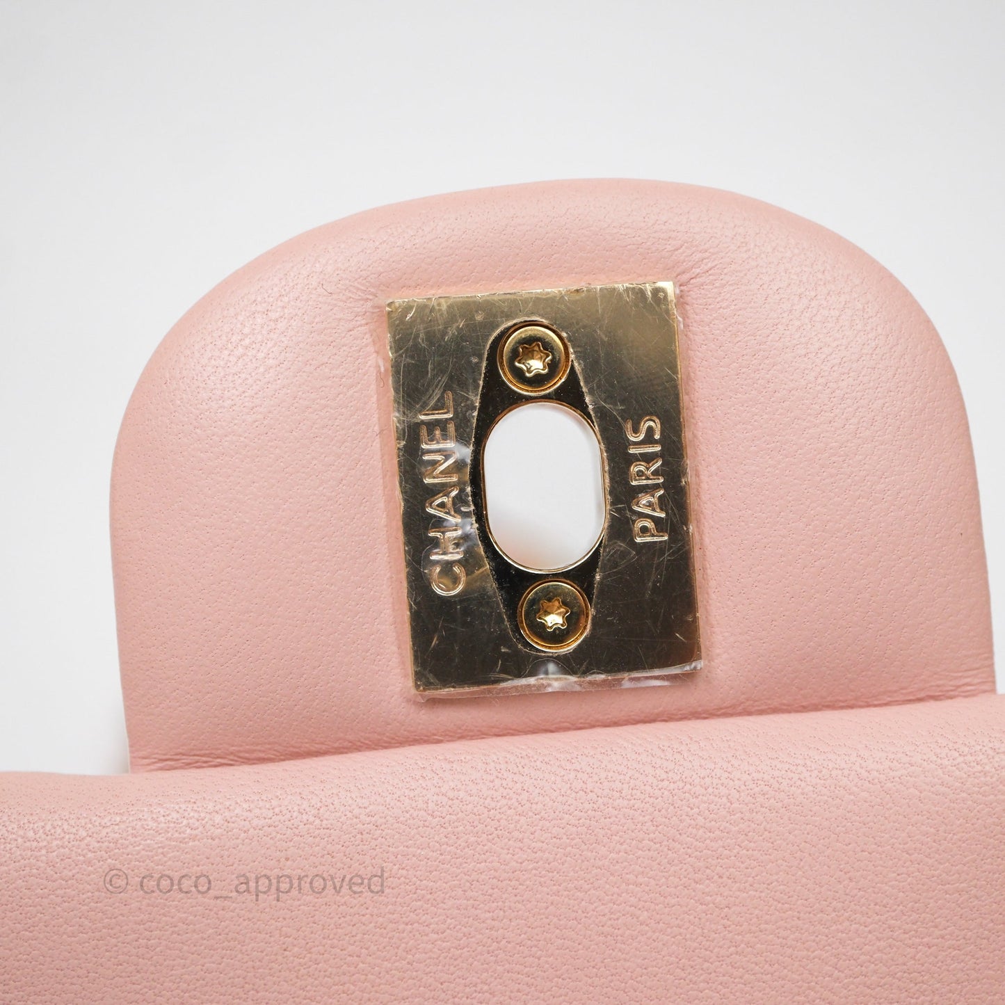 Chanel Mini Square Flap Quilted Pink Lambskin Gold Hardware