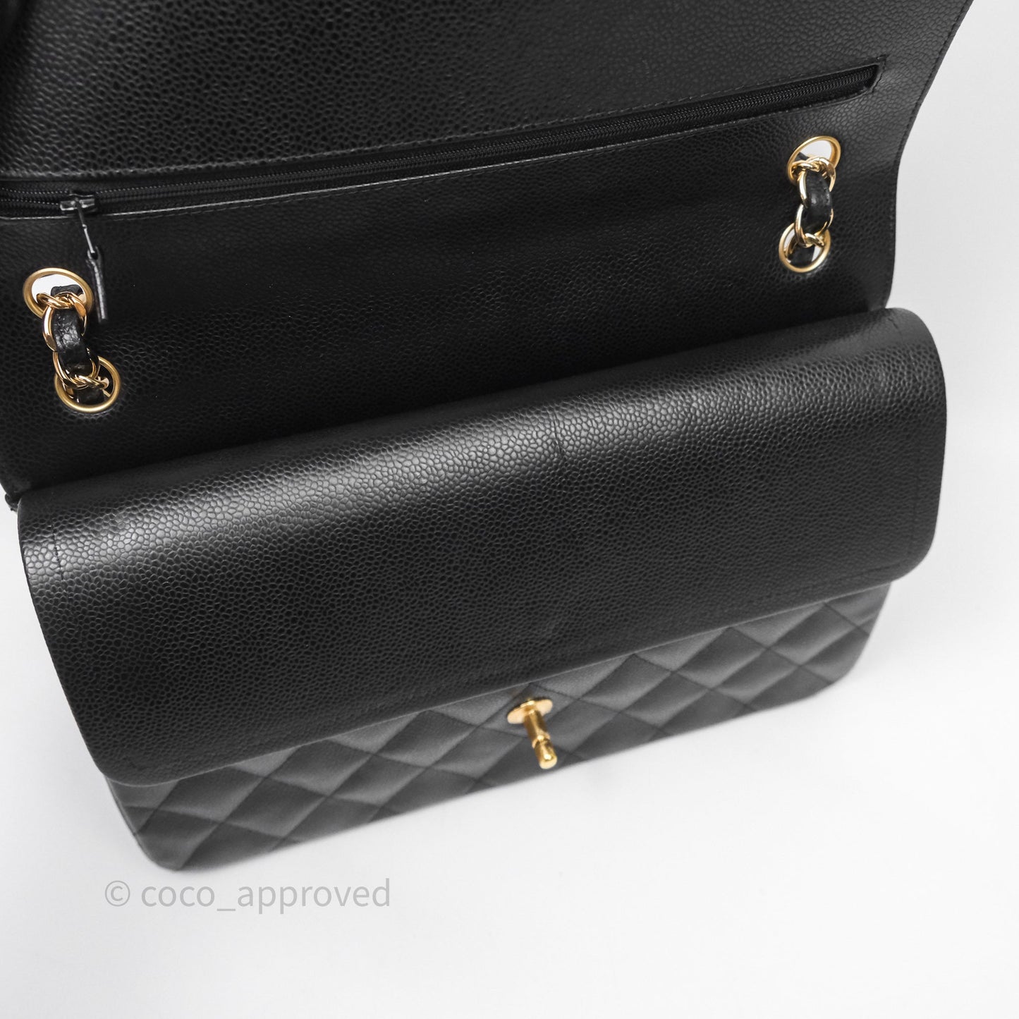 Chanel Jumbo Double Flap Black Caviar Gold Hardware⁣⁣