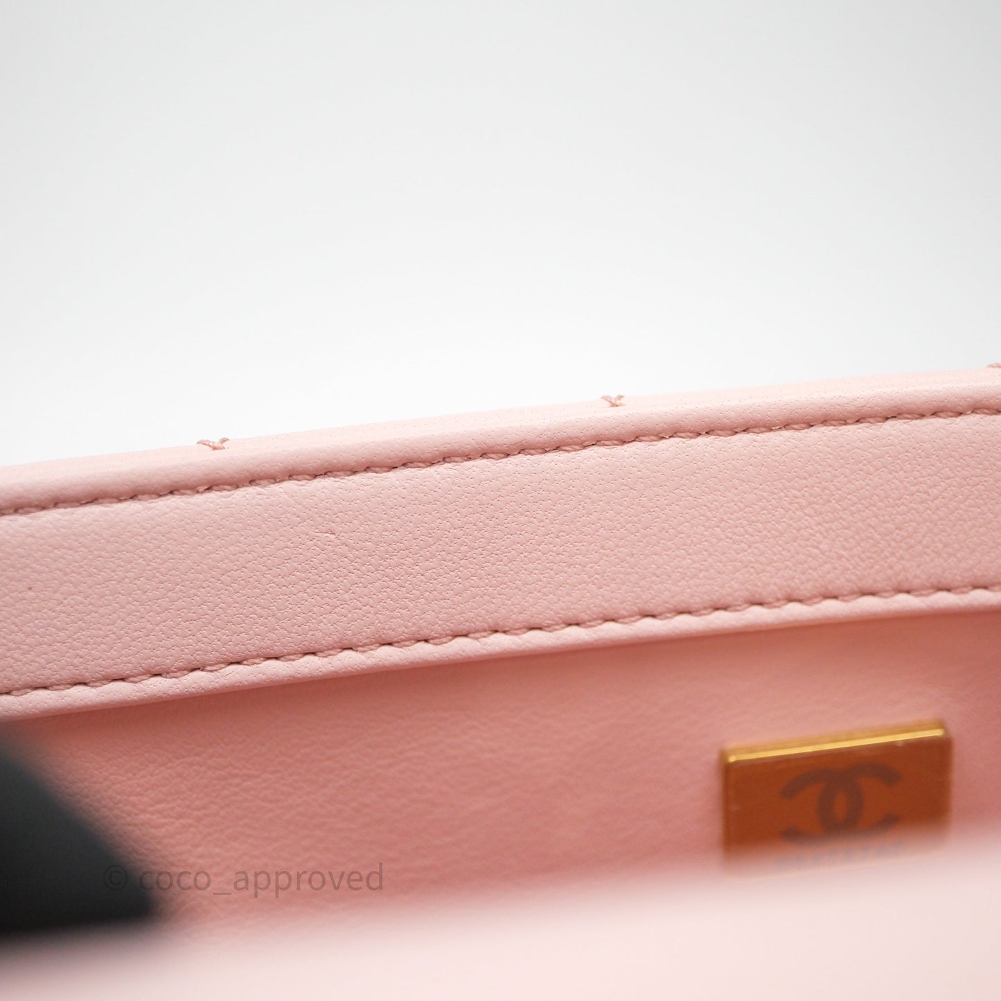 Chanel Mini Rectangular Pearl Crush Baby Pink Lambskin Aged Gold Hardware