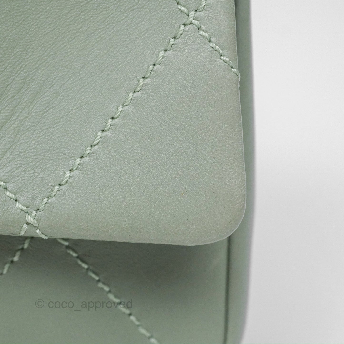 Chanel CC East West Flap Bag Lambskin Mint Green Silver Hardware