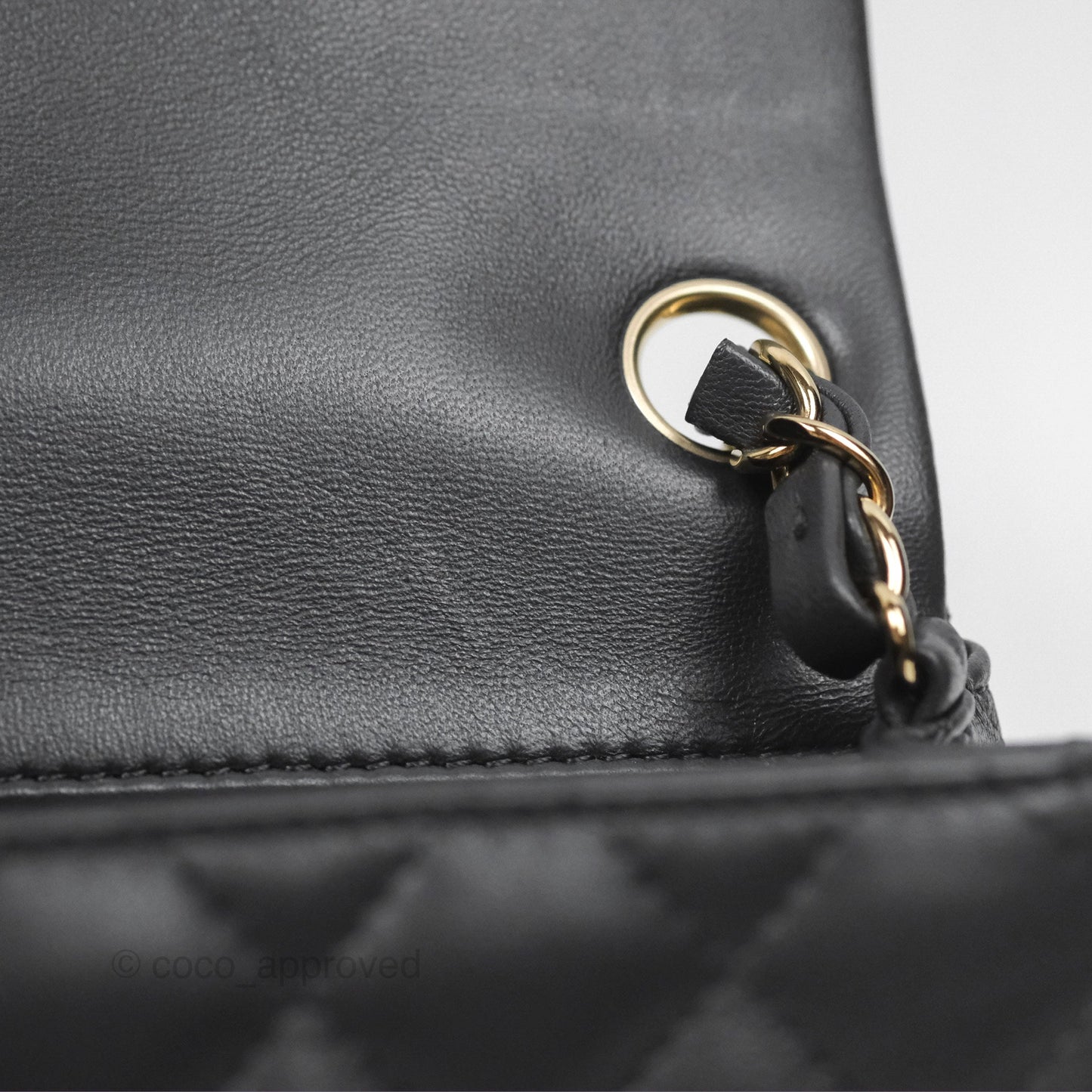 Chanel Mini Square Quilted Grey Lambskin Gold Hardware