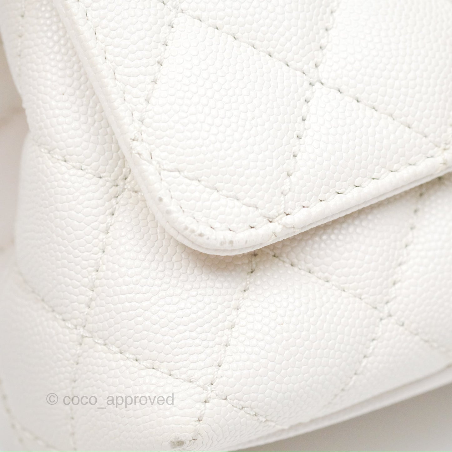 Chanel Extra Mini Quilted Coco Handle White Caviar Gold Hardware