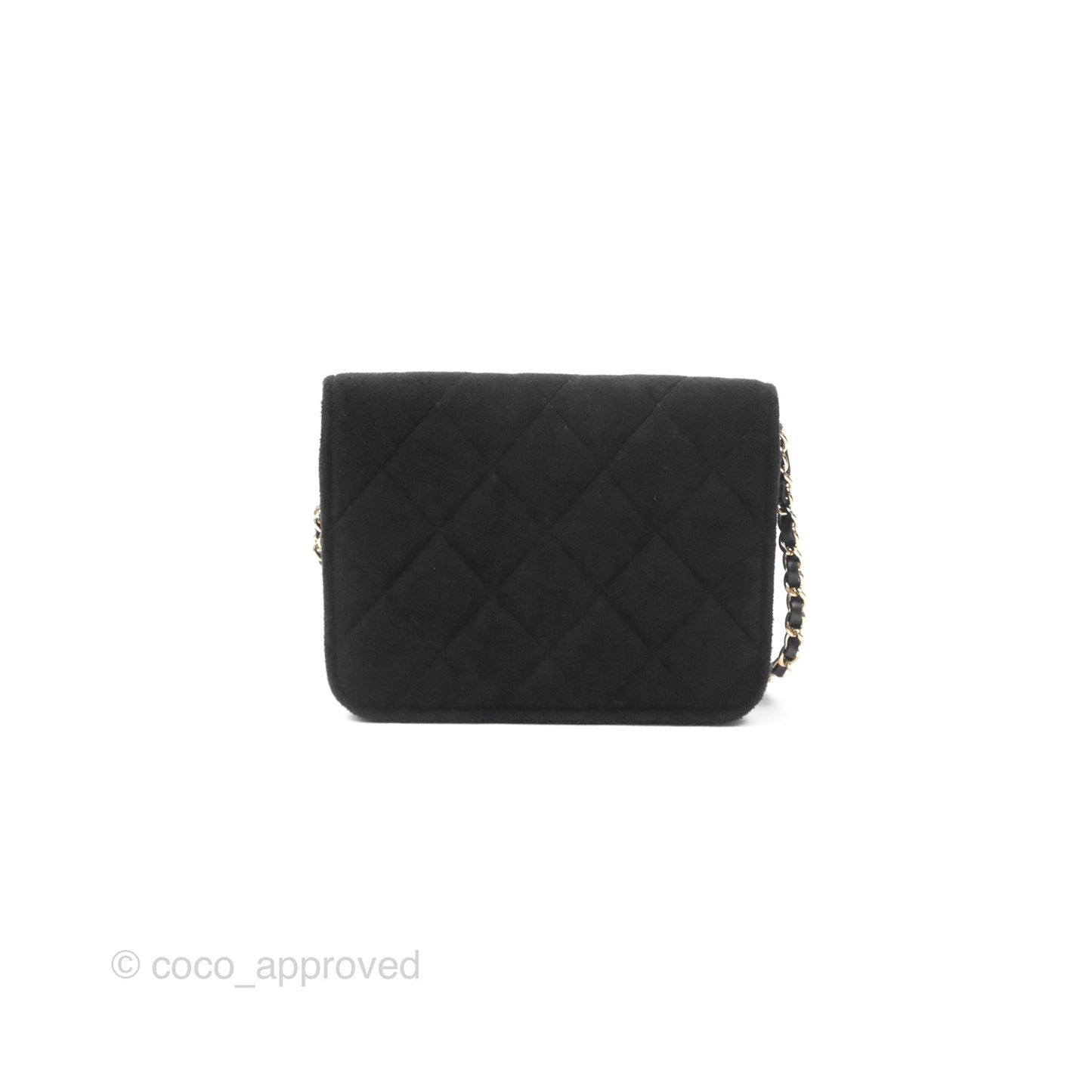 Chanel Crystals Pearl Crush Mini Belt Bag with Chain Black Velvet Gold Hardware