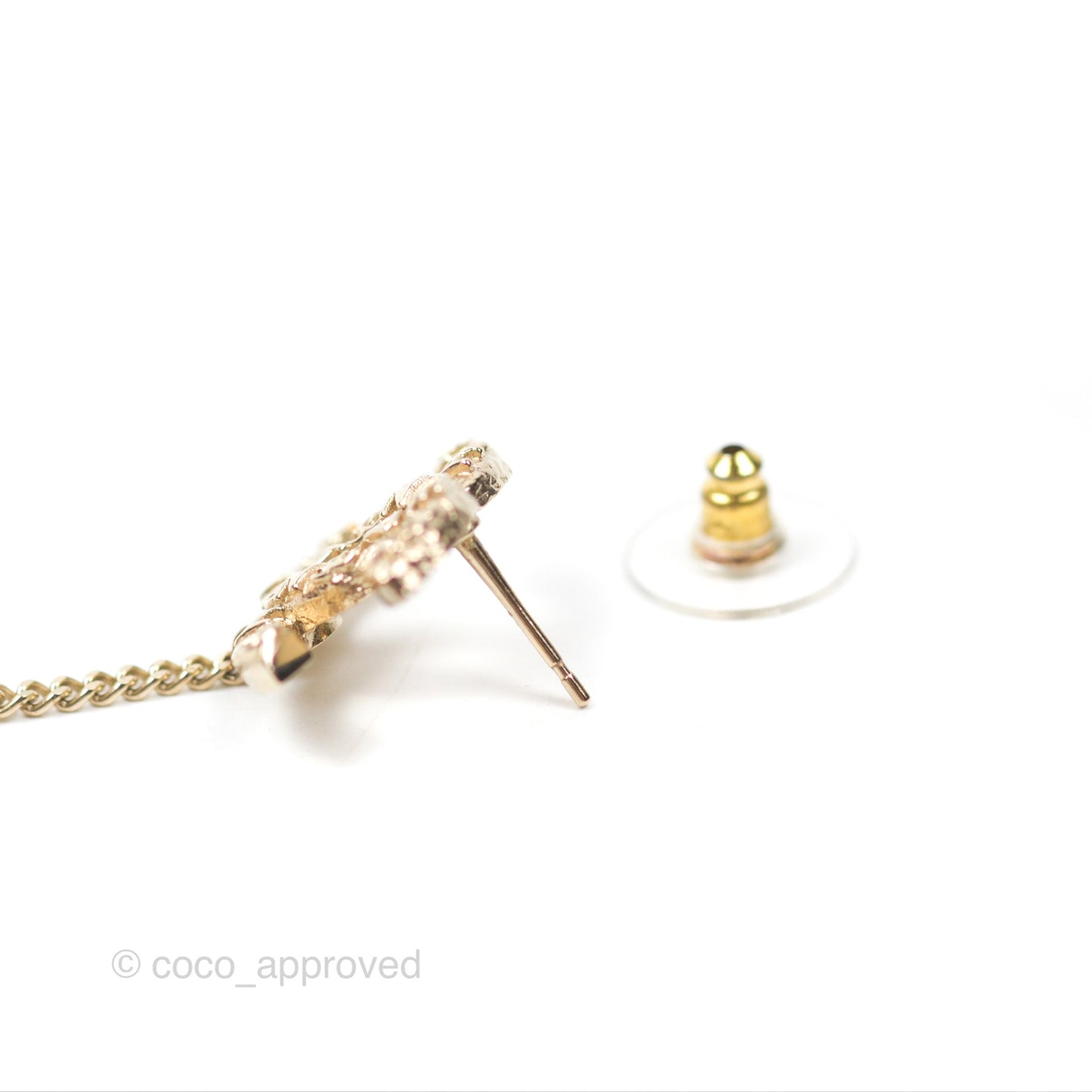 Chanel Single Logo CC Earring with Crystal Ear Clip Gold Tone 21V