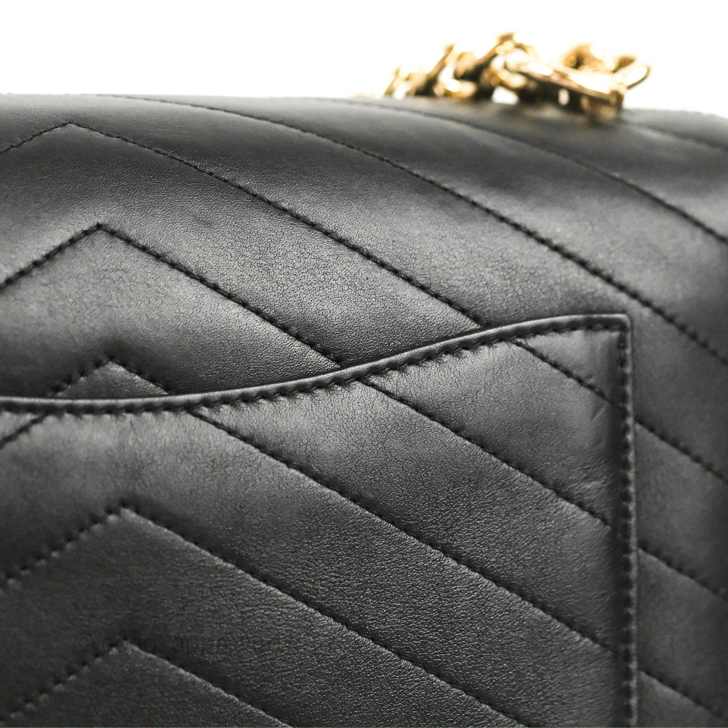 Chanel Chevron Stitched Coco Flap Bag Black Calfskin Gold Hardware