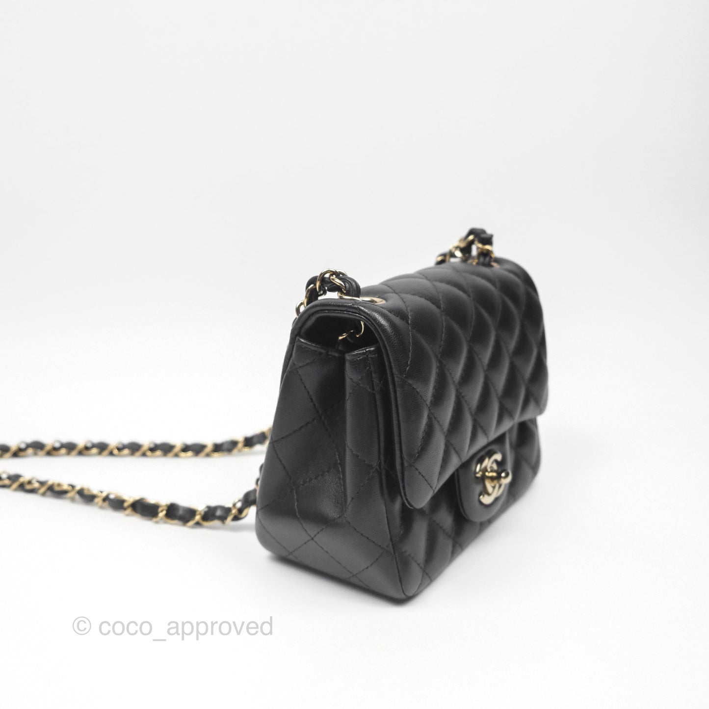 Chanel Mini Square Black Lambskin Gold Hardware