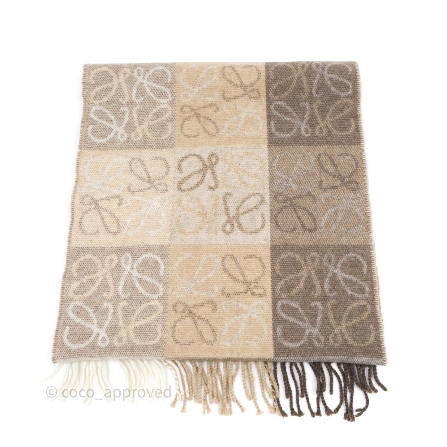 Loewe Anagram Wool Cashmere Scarf Beige