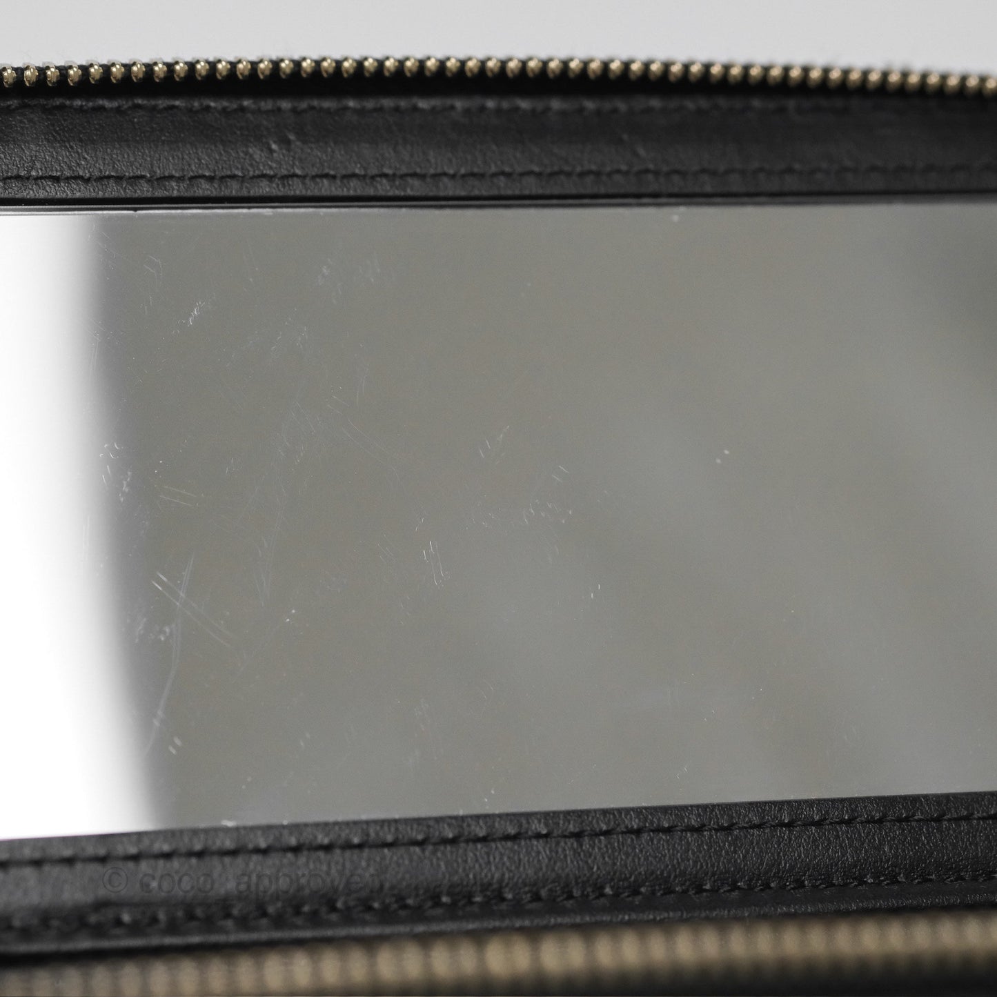 Chanel Logo Top Handle Vanity Rectangular Black Caviar Aged Gold Hardware