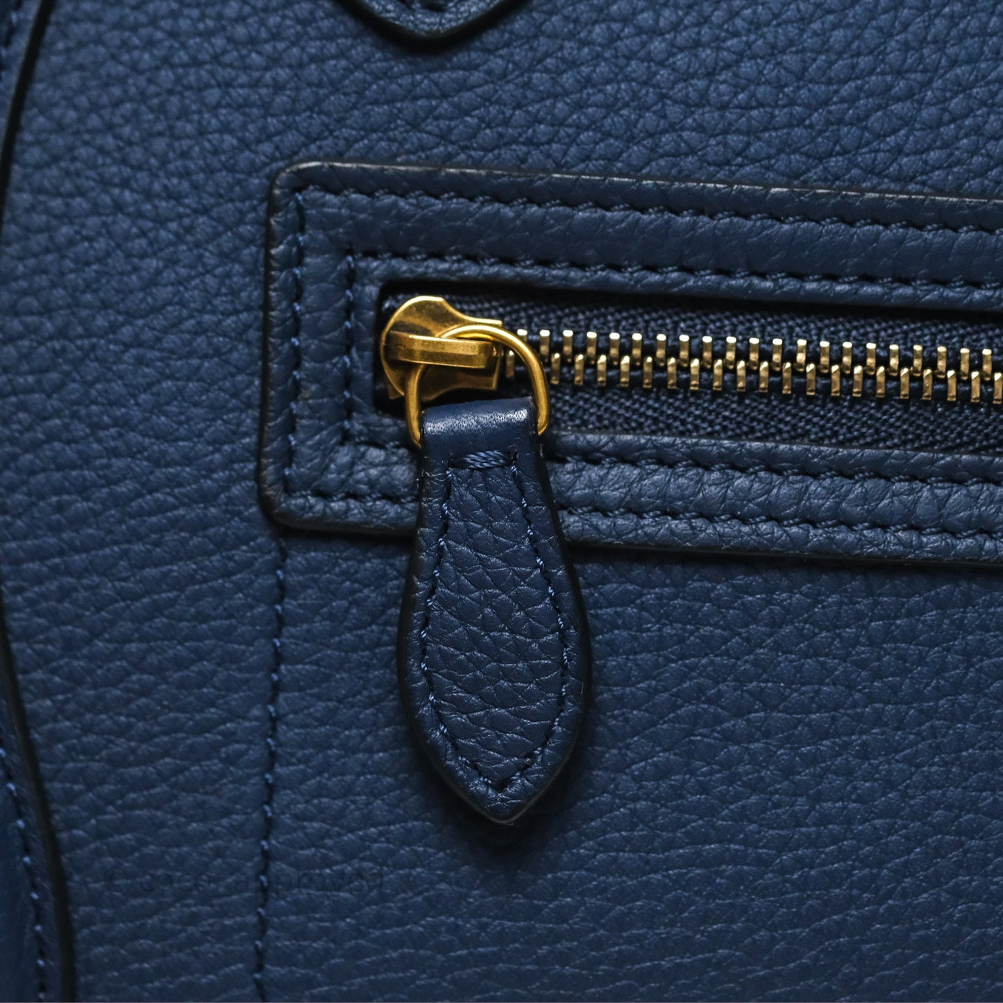 Celine Nano Luggage Handbag Navy Grained Calfskin Gold Hardware